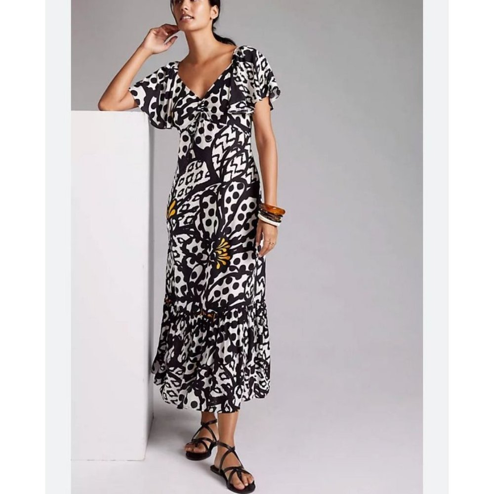 Anthropologie FARM Rio Maxi Dress S Small Flutter Sleeve $240